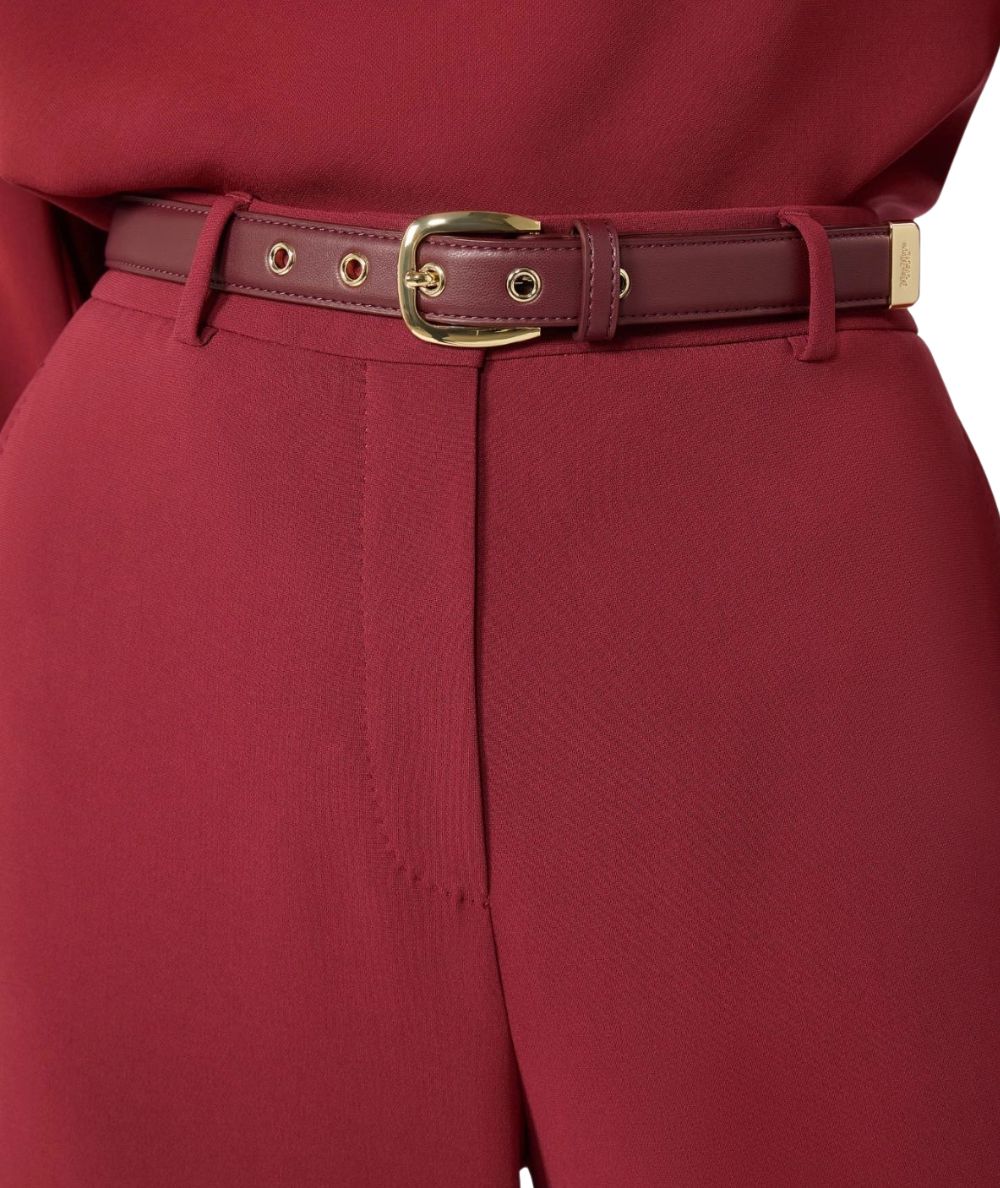 Max Mara Studio Pantalone in Cady con Cinture AMICO Rosso Rubino