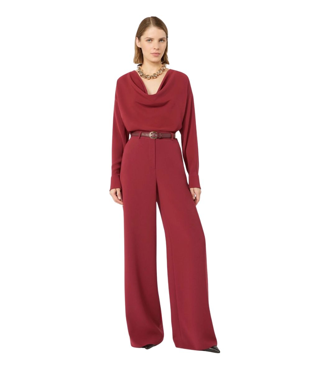 Max Mara Studio Pantalone in Cady con Cinture AMICO Rosso Rubino