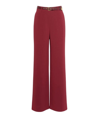 Max Mara Studio Pantalone in Cady con Cinture AMICO Rosso Rubino