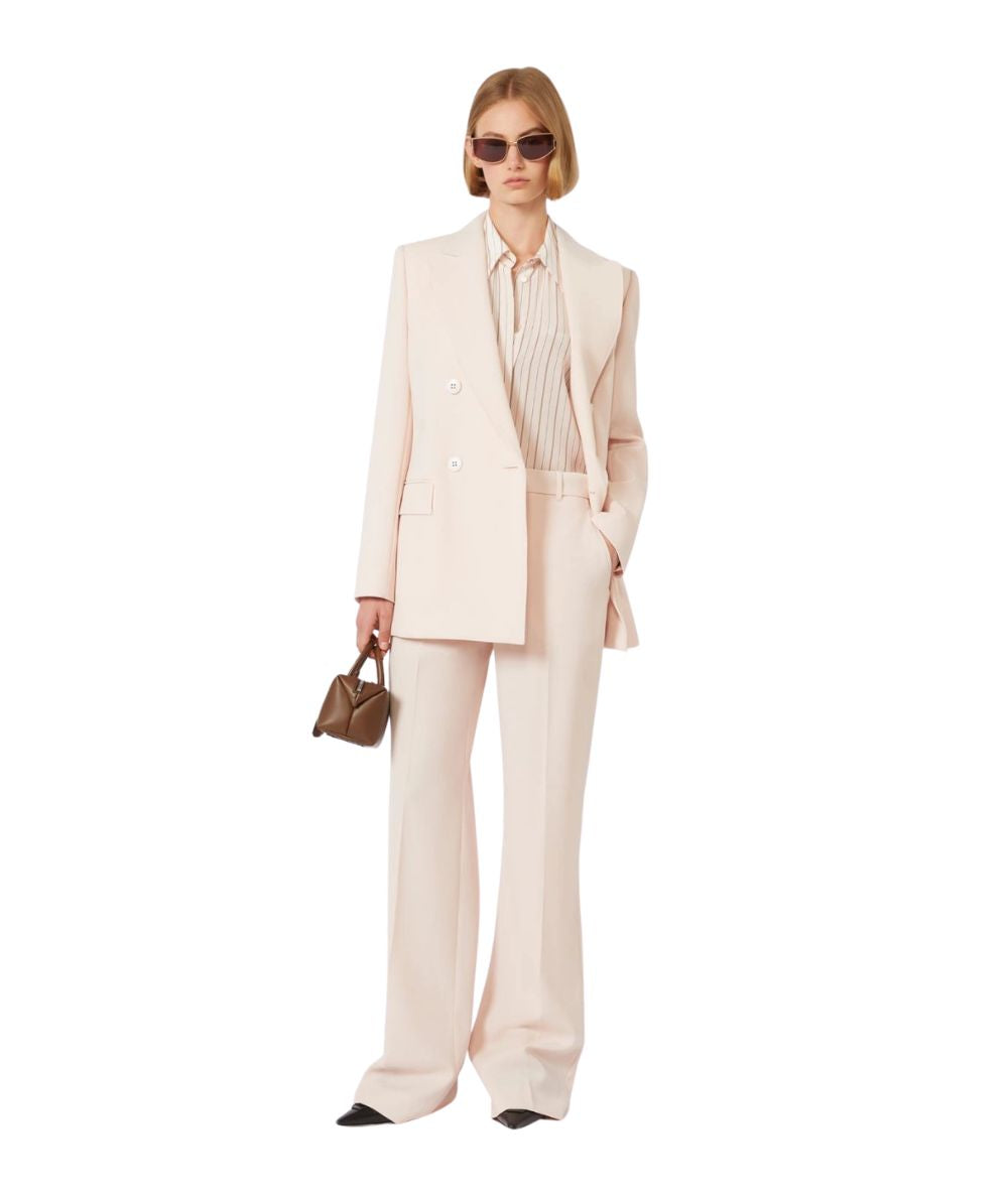 Max Mara Studio Pantalone in Lana Straight Leg Quasar Rosa 