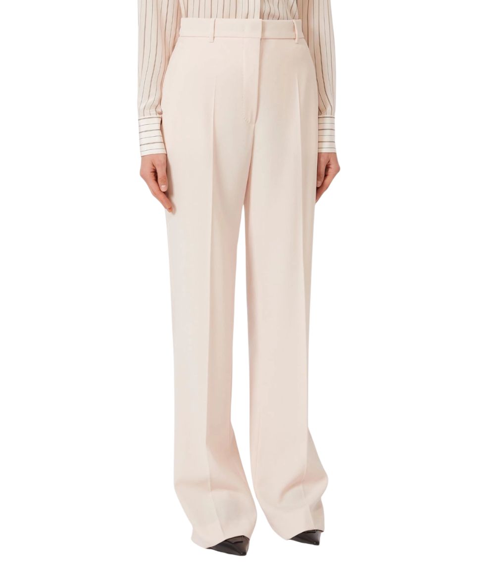Max Mara Studio Pantalone in Lana Straight Leg Quasar Rosa 