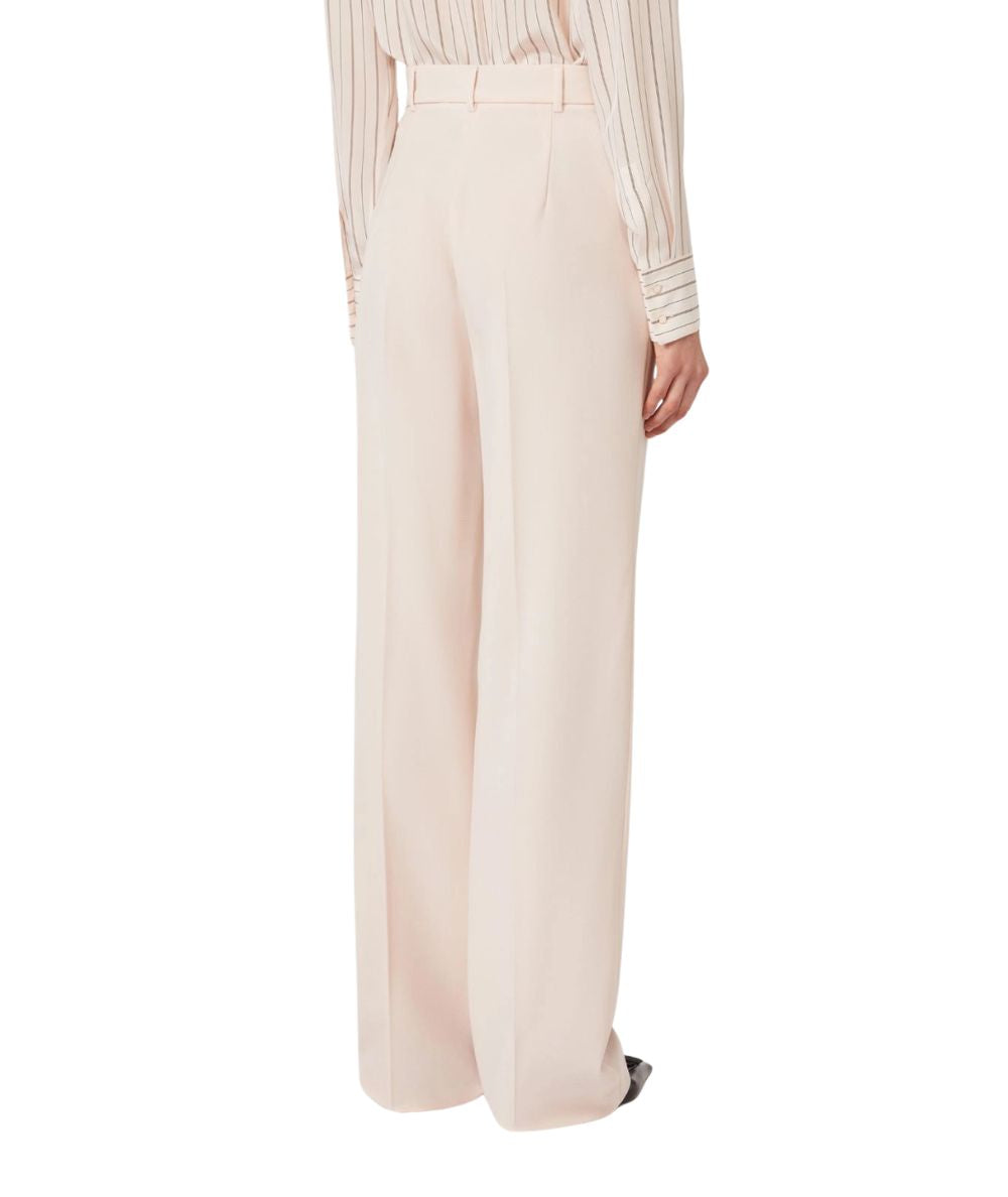 Max Mara Studio Pantalone in Lana Straight Leg Quasar Rosa 