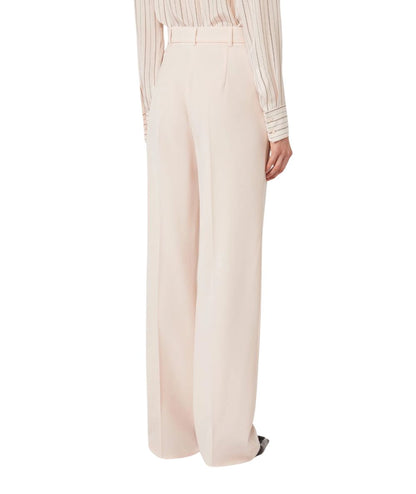 Max Mara Studio Pantalone in Lana Straight Leg Quasar Rosa 