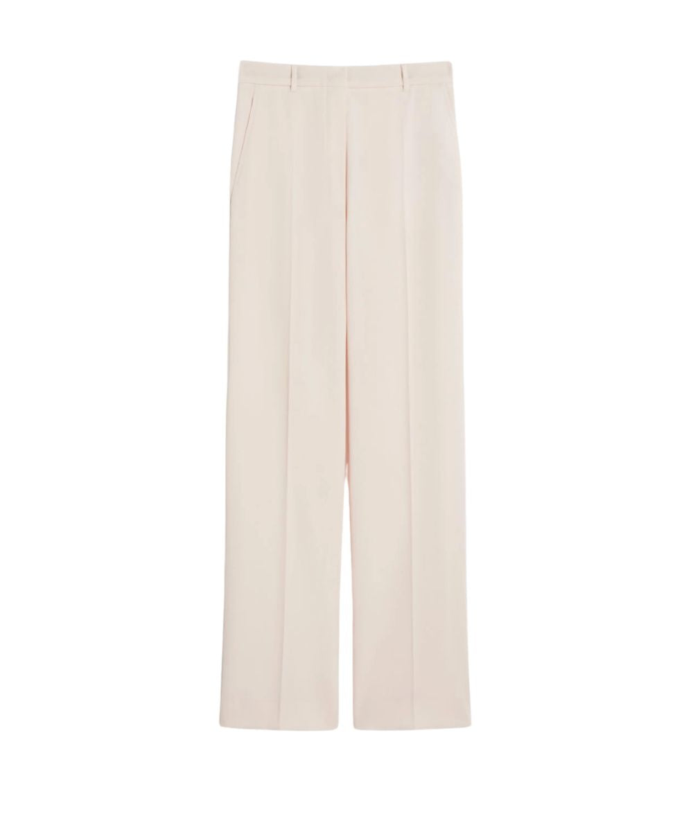 Max Mara Studio Pantalone in Lana Straight Leg Quasar Rosa 
