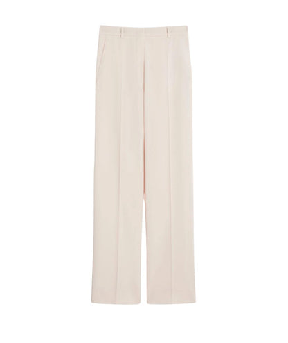 Max Mara Studio Pantalone in Lana Straight Leg Quasar Rosa 