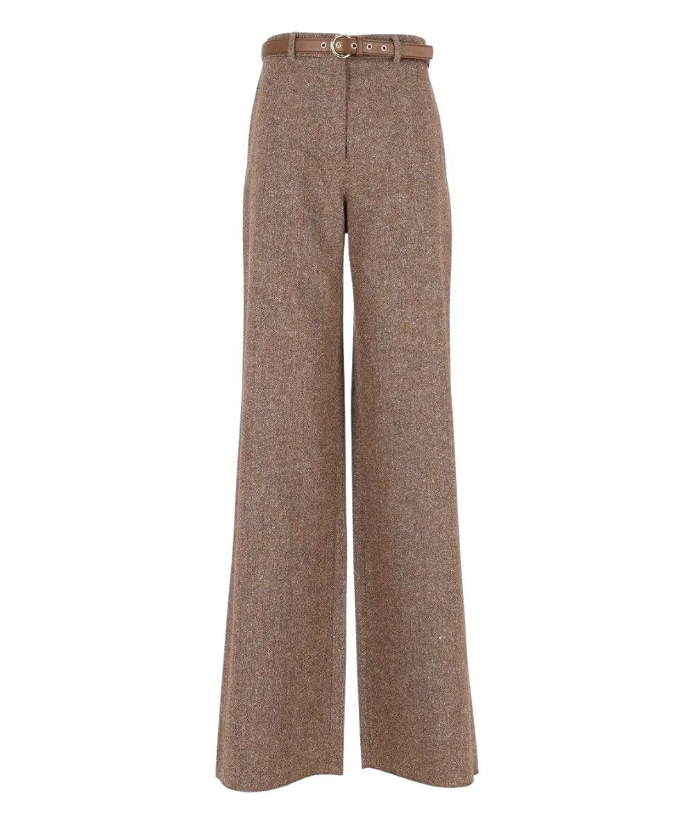 Max Mara Studio Pantalone in Misto Lana GIOIA Cuoio Marrone