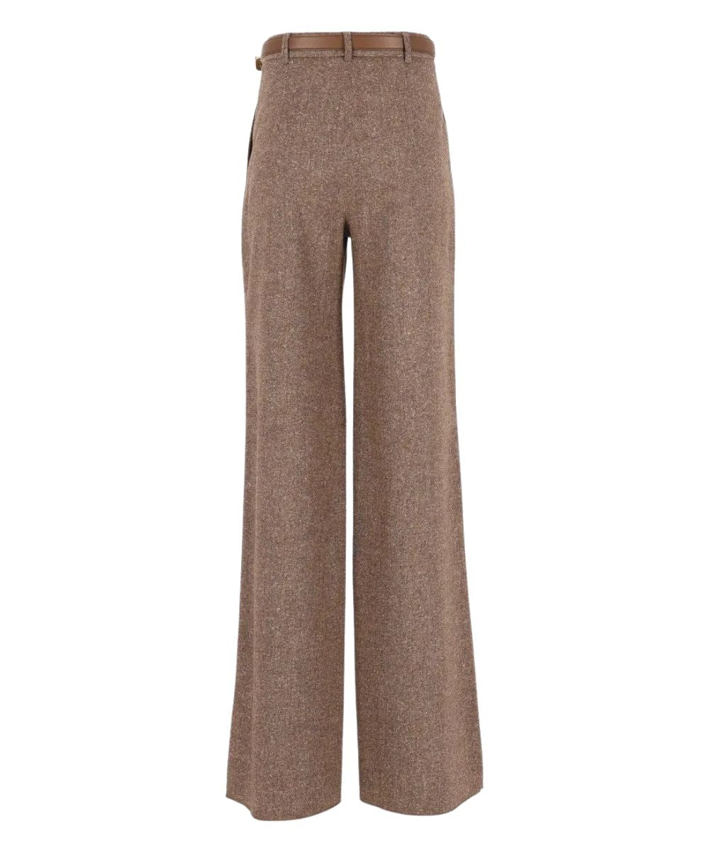 Max Mara Studio Pantalone in Misto Lana GIOIA Cuoio Marrone