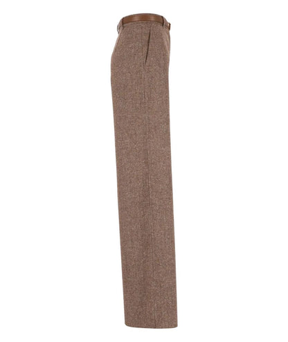 Max Mara Studio Pantalone in Misto Lana GIOIA Cuoio Marrone