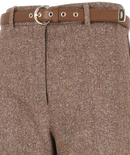 Max Mara Studio Pantalone in Misto Lana GIOIA Cuoio Marrone