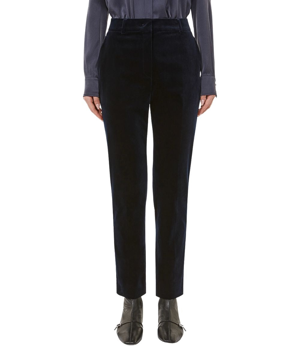 Max Mara Studio Pantalone in Velluto NEUTRO Blu Notte