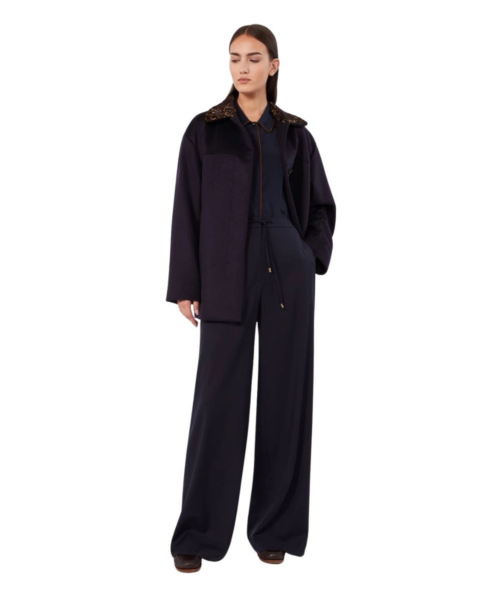 Max Mara Studio Pantaloni con Coulisse in Lana CRISMA Blu