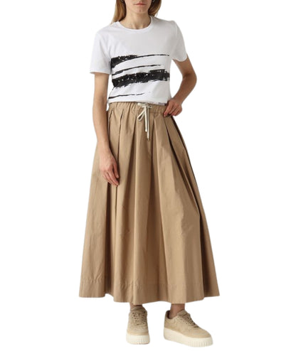 Max Mara T-shirt in Cotone con Paillettes Piacere Bianco Nero 