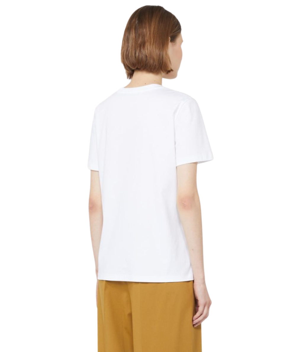 Max Mara T-shirt in Cotone con Stampa Piante Piacere Bianco