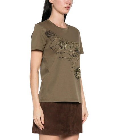 Max Mara T-shirt in Cotone con Stampa Toile De Jouy Pugnale Verde