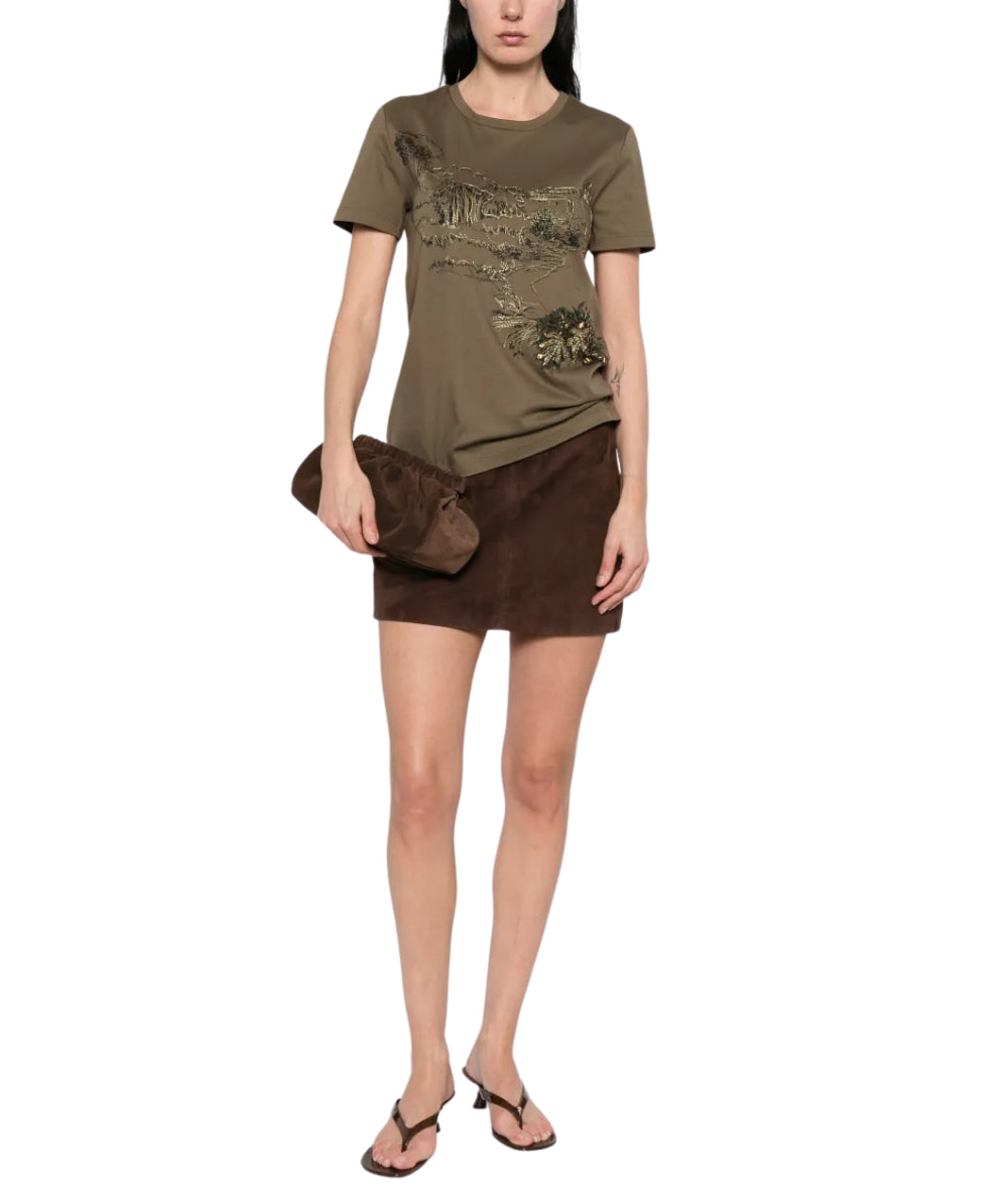Max Mara T-shirt in Cotone con Stampa Toile De Jouy Pugnale Verde