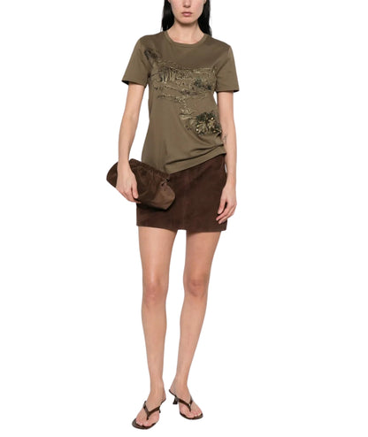 Max Mara T-shirt in Cotone con Stampa Toile De Jouy Pugnale Verde