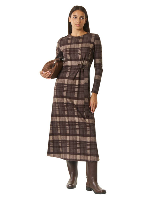 Max Mara Weekend Abito in Fantasia Check PALO Marrone Check Castagna