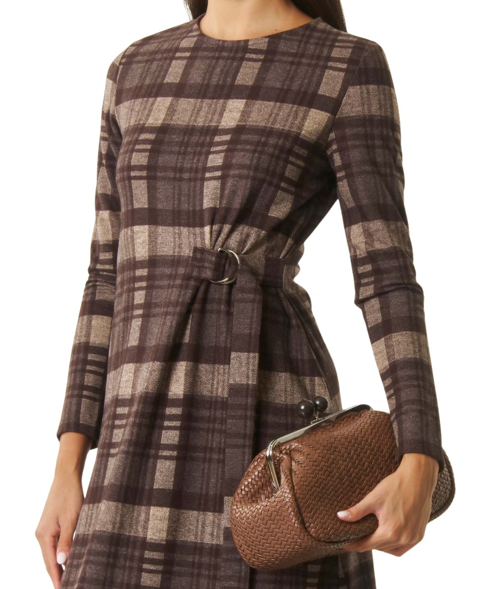 Max Mara Weekend Abito in Fantasia Check PALO Marrone Check Castagna