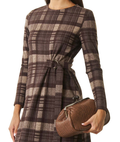 Max Mara Weekend Abito in Fantasia Check PALO Marrone Check Castagna