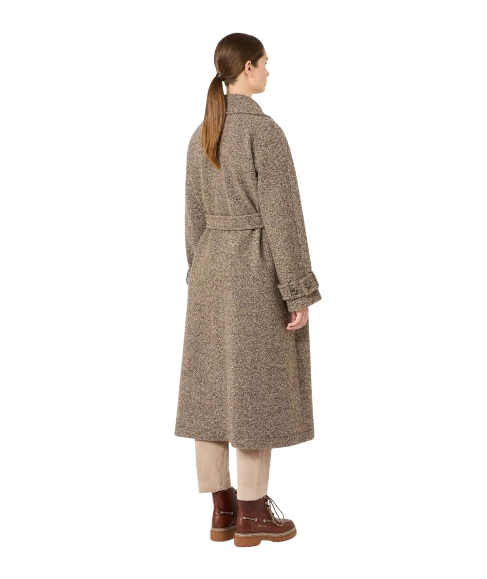 Max Mara Weekend Cappotto Lungo in Lana Tema Marrone