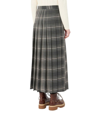 Max Mara Weekend Gonna a Pieghe Motivo Tartan Prisma Grigio 