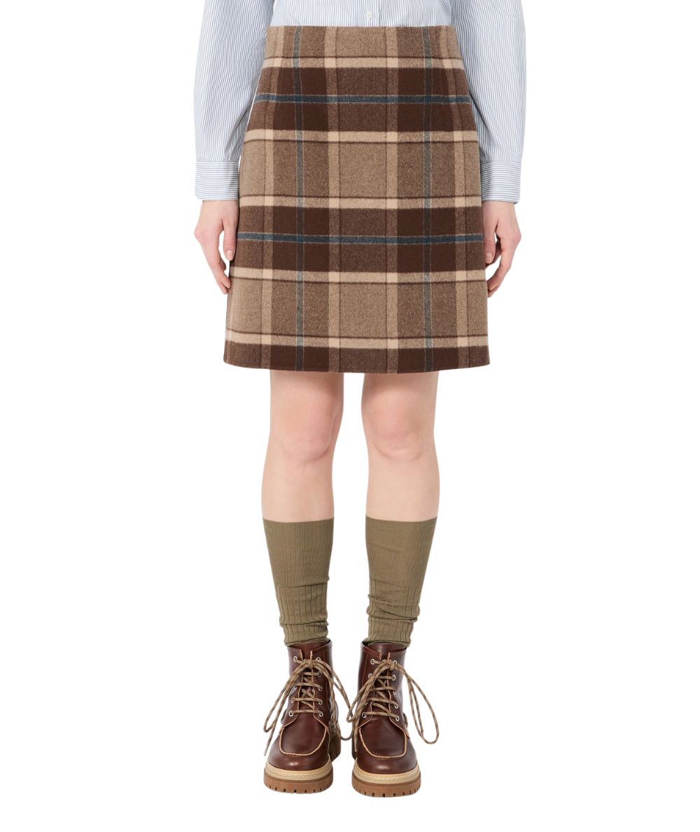 Max Mara Weekend Gonna in Lana in Fantasia Check PESCHE Marrone