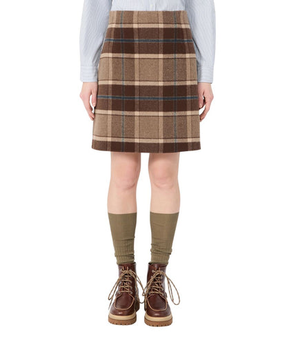 Max Mara Weekend Gonna in Lana in Fantasia Check PESCHE Marrone