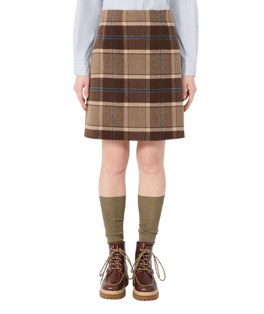 Max Mara Weekend Gonna in Lana in Fantasia Check PESCHE Marrone