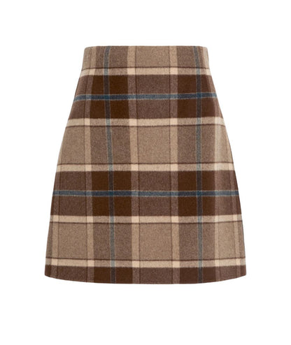 Max Mara Weekend Gonna in Lana in Fantasia Check PESCHE Marrone