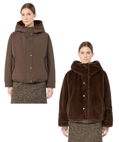 Max Mara Weekend Impermeabile con Cappuccio ZANNA Marrone Castagna