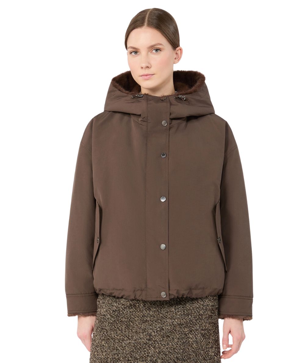 Max Mara Weekend Impermeabile con Cappuccio ZANNA Marrone Castagna