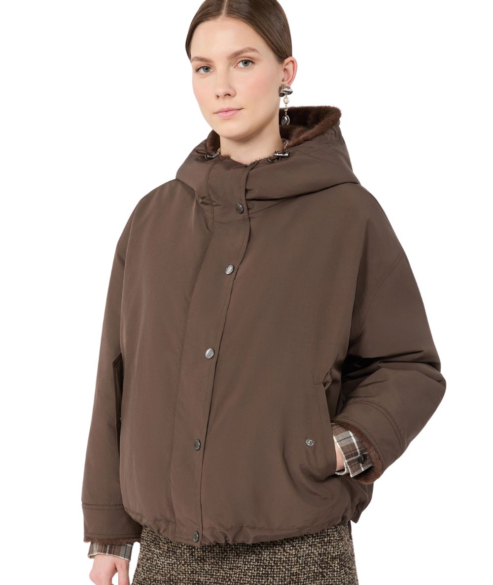 Max Mara Weekend Impermeabile con Cappuccio ZANNA Marrone Castagna