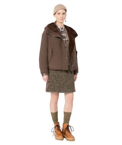 Max Mara Weekend Impermeabile con Cappuccio ZANNA Marrone Castagna
