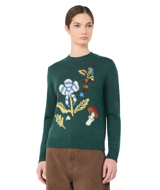 Max Mara Weekend Maglione in Misto Alpaca in Fantasia NITRA Verde
