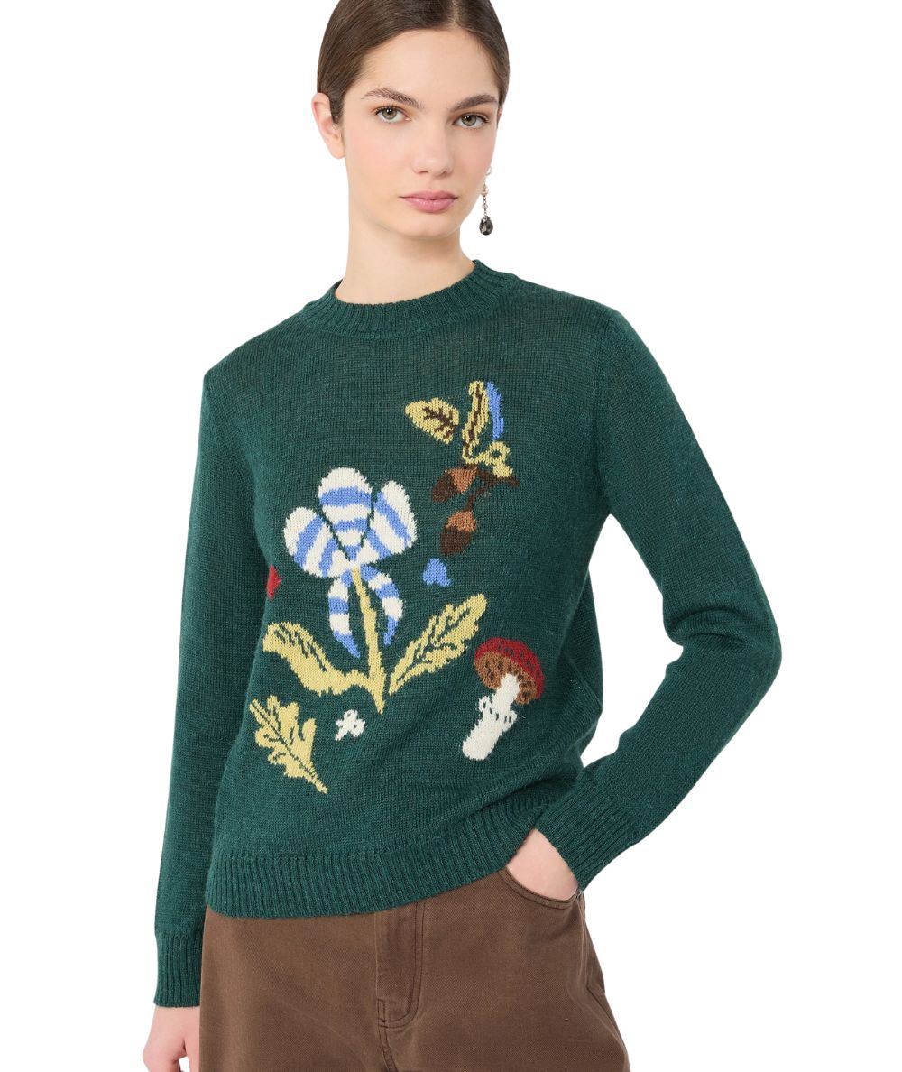 Max Mara Weekend Maglione in Misto Alpaca in Fantasia NITRA Verde