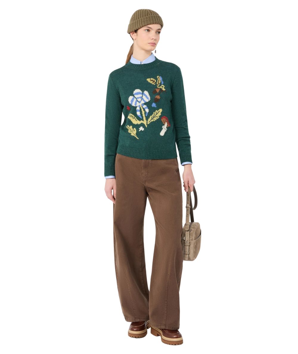 Max Mara Weekend Maglione in Misto Alpaca in Fantasia NITRA Verde