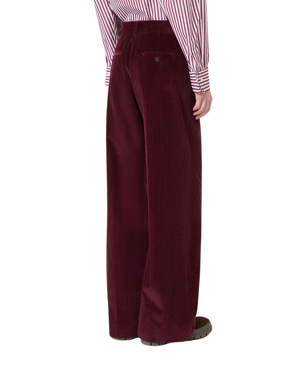Max Mara Weekend Pantalone in Velluto Rigato TANIA Bordeaux