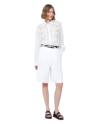 Max mara Studio Bermuda in Lino con Pinces Caravan Bianco