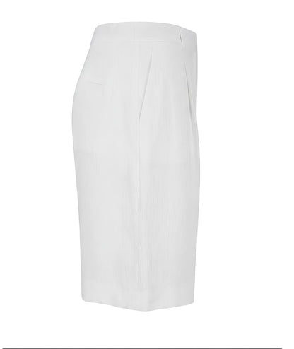 Max mara Studio Bermuda in Lino con Pinces Caravan Bianco