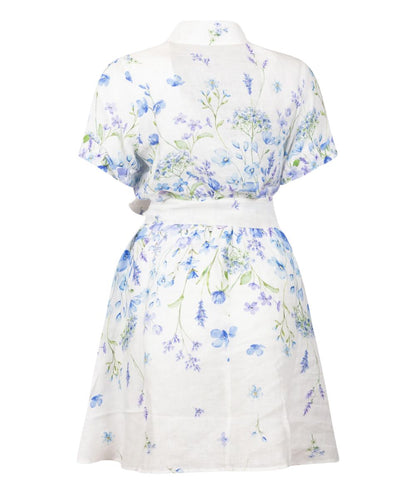 Mc2 Saint Barth Abito Corto in Fantasia Linen Flower Blue Joseline Multicolore