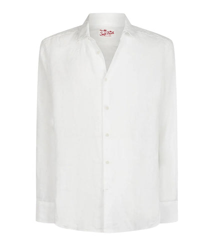 Mc2 Saint Barth Camicia in Lino Pamplona 01896H Bianco