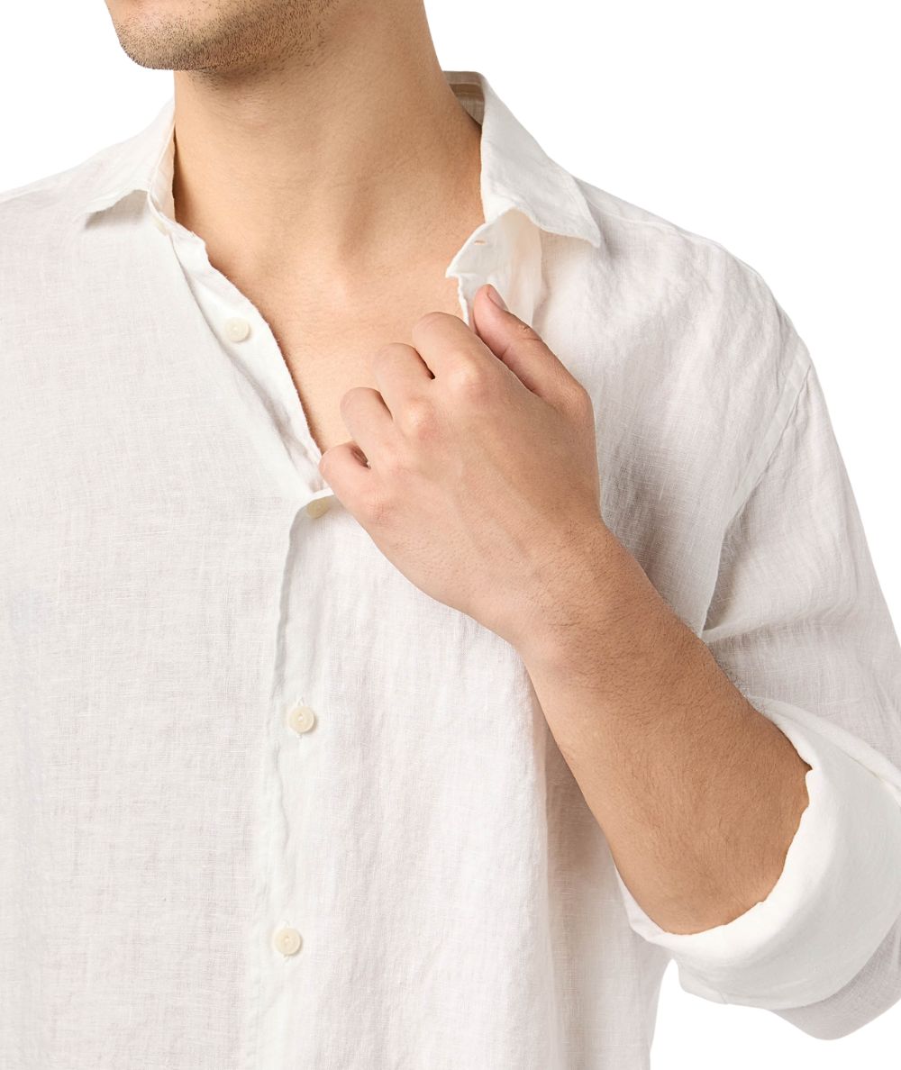 Mc2 Saint Barth Camicia in Lino Pamplona 01896H Bianco