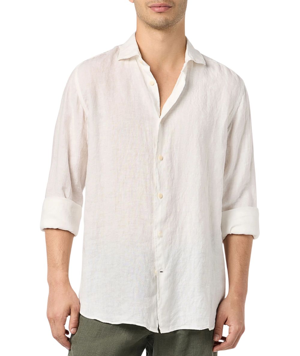 Mc2 Saint Barth Camicia in Lino Pamplona 01896H Bianco