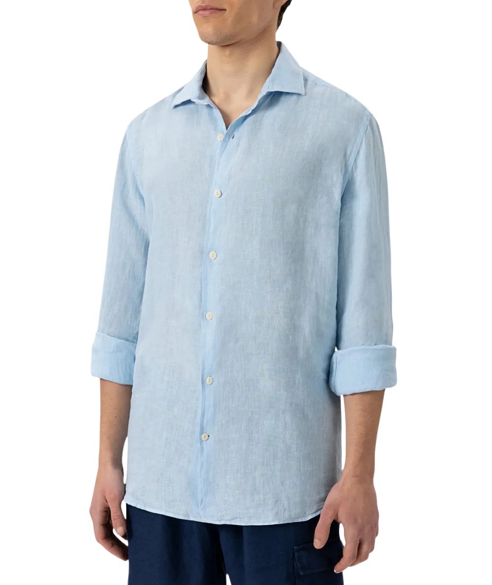 Mc2 Saint Barth Camicia in Lino Pamplona 0318H Celeste