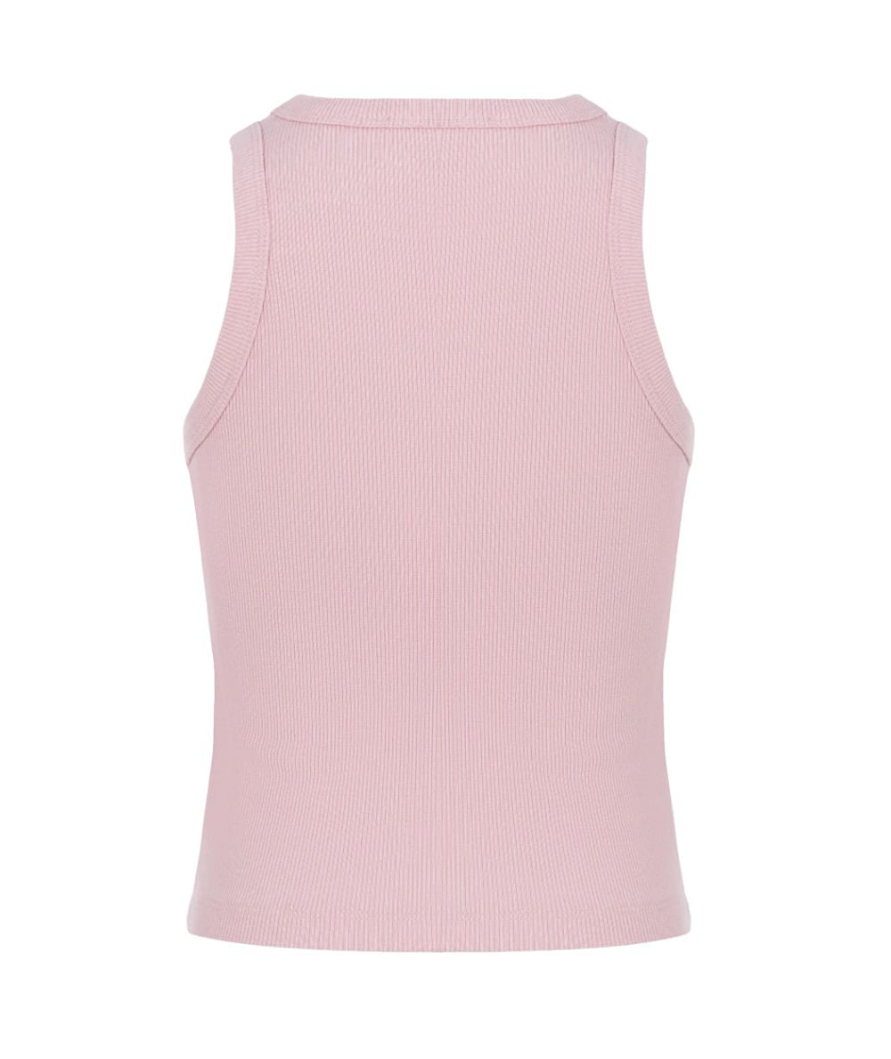 Mc2 Saint Barth Canotta a Costine con Logo Blue Jr Rosa