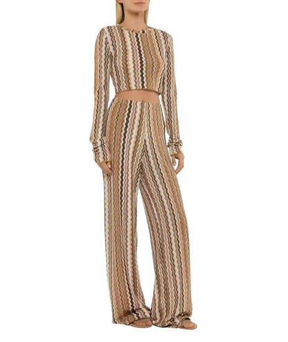 Mc2 Saint Barth Pantaloni Rachel in Chevron 18 Amalia Marrone