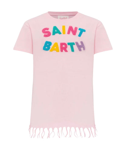 Mc2 Saint Barth Abito con Logo Patch e Frange Abbey Rosa
