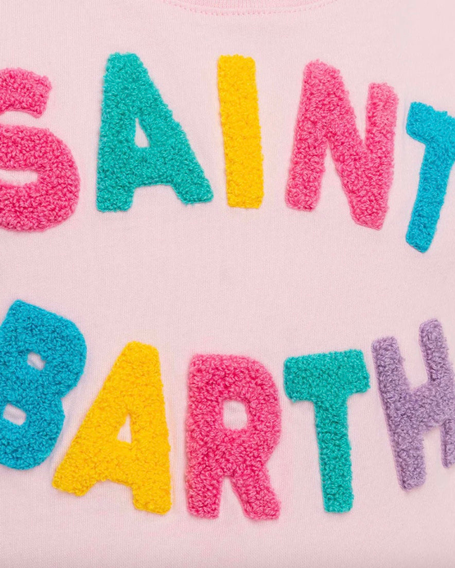 Mc2 Saint Barth Abito con Logo Patch e Frange Abbey Rosa