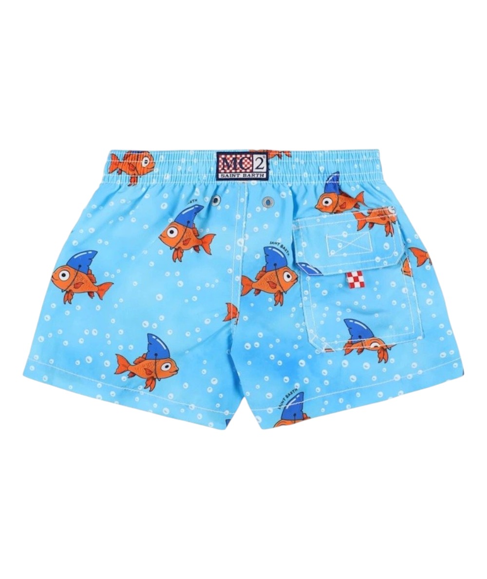 Mc2 Saint Barth Boxer da Mare con Coulisse Jean Fake Shark Azzurro