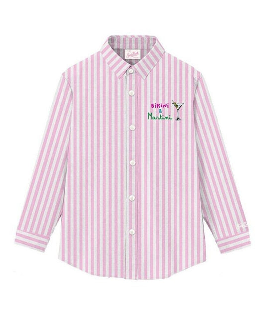 Mc2 Saint Barth Camicia a Righe Meredith con Ricamo Bikini Martini 05744H